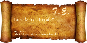 Tormási Ernő névjegykártya